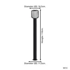 EGLO Ravello Staande Lamp Buiten - E27 - 110 Cm - Zwart/Wit -Eglo 1000076732 0103