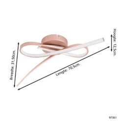 EGLO Palozza Plafondlamp - LED - 70,5 Cm - Rozegoud/Wit -Eglo 1000076739 0103