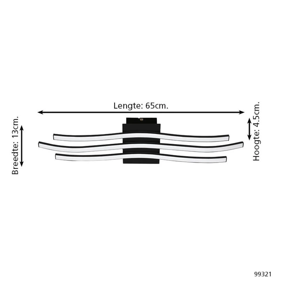 EGLO Roncade 1 Wandlamp/Plafondlamp - LED - 65 Cm - Zwart/Wit 4 EGLO Roncade 1 Wandlamp/Plafondlamp - LED - 65 Cm - Zwart/Wit - Afbeelding 4
