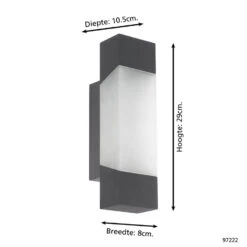 EGLO Gorzano Wandlamp Voor buiten -  SMD LED Module - IP44 - Antraciet -Eglo 1000076814 0103