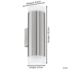 EGLO Riga-Led - Buitenverlichting - Wandlamp - 2 Lichts - RVS  -Eglo 1000076820 0103