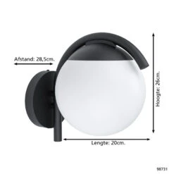 EGLO Prata Vecchia Wandlamp Buiten - E27 - 26 Cm - Zwart/Wit 7 EGLO Prata Vecchia Wandlamp Buiten - E27 - 26 Cm - Zwart/Wit -Eglo 1000076823 0103