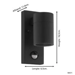 EGLO Riga 5 Wandlamp Buiten - Sensor - GU10 - 16,5 cm - Sensor - Zwart -Eglo 1000076827 0103