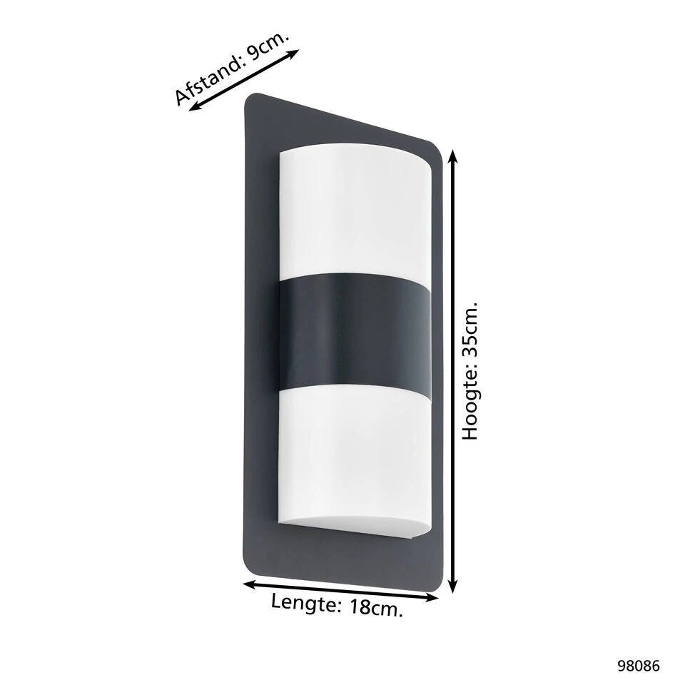 EGLO Cistierna Wandlamp Buiten - E27 - 35 Cm - Zwart/Goud/Wit 4 EGLO Cistierna Wandlamp Buiten - E27 - 35 Cm - Zwart/Goud/Wit - Afbeelding 4