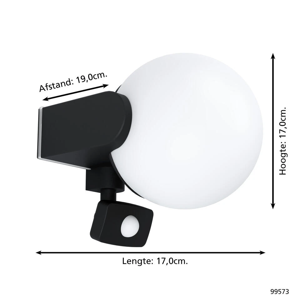 EGLO Rubio Wandlamp Buiten - Sensor - E27 - 17 cm - Sensor - Zwart/Wit 4 EGLO Rubio Wandlamp Buiten - Sensor - E27 - 17 cm - Sensor - Zwart/Wit - Afbeelding 4