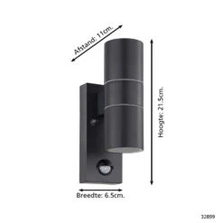 EGLO Riga 5 Wandlamp Buiten - GU10 - 21,5 cm - Sensor - Antraciet 7 EGLO Riga 5 Wandlamp Buiten - GU10 - 21,5 cm - Sensor - Antraciet -Eglo 1000076835 0103