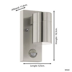 EGLO Riga 5 Wandlamp Buiten - Sensor - GU10 - 16,5 cm - Sensor - RVS -Eglo 1000076841 0103