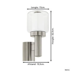 EGLO Poliento - Buitenverlichting - IP44 - Wandlamp - RVS - Wit -Eglo 1000077683 0103