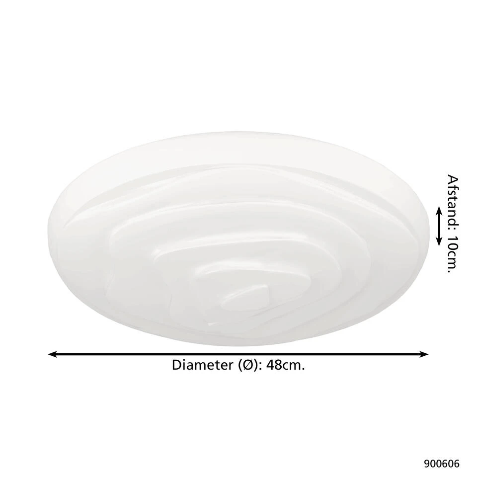 EGLO Battistona Plafondlamp - LED - Ø 48 Cm - Wit - Dimbaar 4 EGLO Battistona Plafondlamp - LED - Ø 48 Cm - Wit - Dimbaar - Afbeelding 4