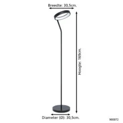 EGLO Connect.z Marghera-Z Smart Vloerlamp - 169 Cm - Zwart/Wit -Eglo 1000085387 0103