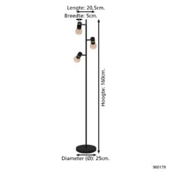 EGLO Lurone Vloerlamp - E27 - 160 Cm - Zwart/Koper 7 EGLO Lurone Vloerlamp - E27 - 160 Cm - Zwart/Koper -Eglo 1000085390 0103