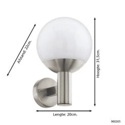 EGLO connect.z Nisia-Z Smart Wandlamp Buiten- E27 - 31,5cm - Grijs -Eglo 1000085411 0103