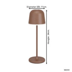 EGLO Mannera Tafellamp - Aanraakdimmer - Draadloos - 34cm - Roestbruin -Eglo 1000089847 0103