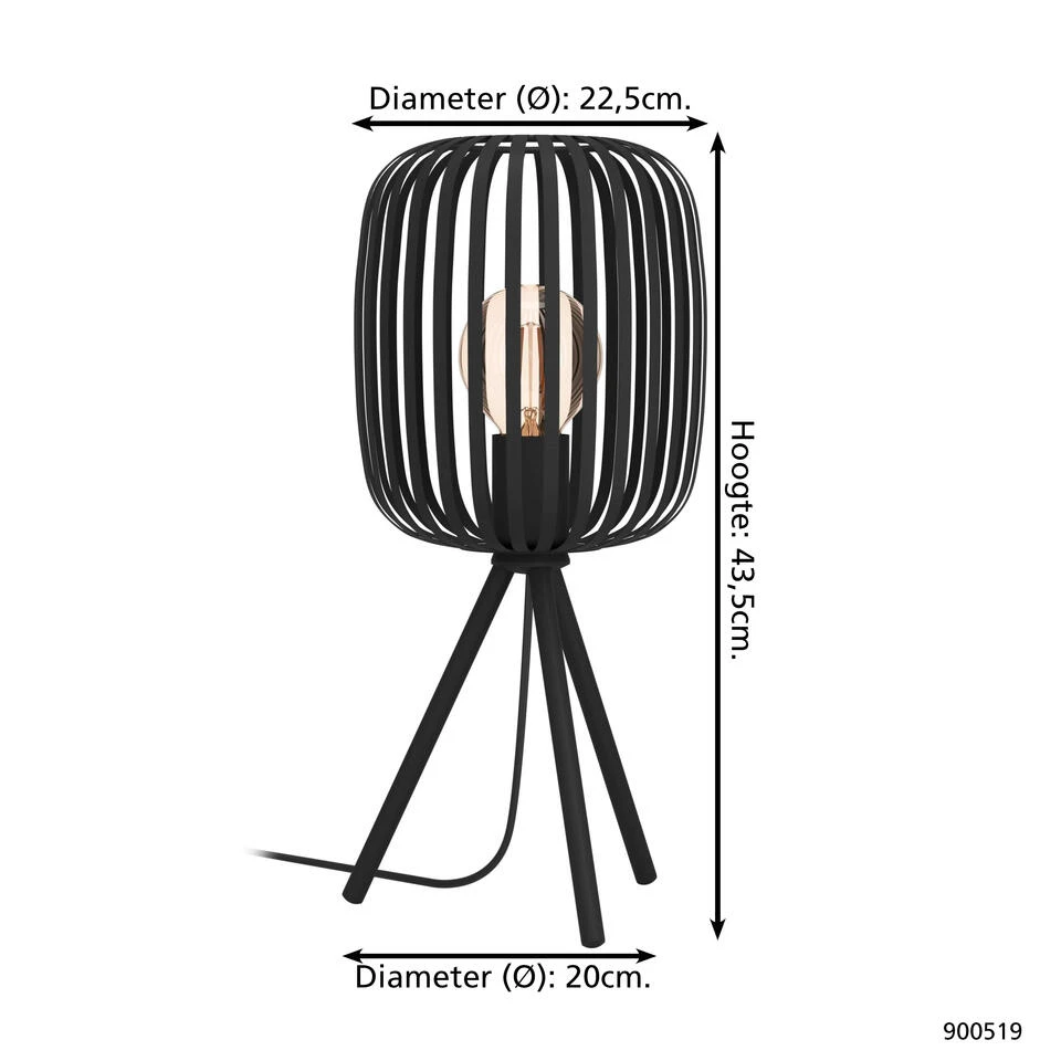 EGLO Romazzina Tafellamp - E27 - Ø 20 Cm - Zwart 2 EGLO Romazzina Tafellamp - E27 - Ø 20 Cm - Zwart - Afbeelding 2