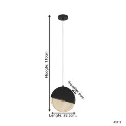 EGLO Mumbles Hanglamp - E27 - 28,5 Cm - Zwart/Goud -Eglo 1000090390 0103