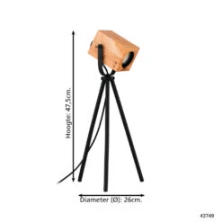 EGLO Ayles Tafellamp - GU10 - 47,5 Cm - Zwart/Bruin - Hout -Eglo 1000090434 0103