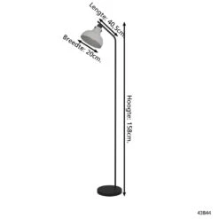 EGLO Matlock Vloerlamp - E27 - 158 Cm - Grijs/Zwart - Staal -Eglo 1000091908 0103