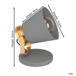 EGLO Twicken Tafellamp - E27 - 19,5 Cm - Grijs/Goud -Staal 7 EGLO Twicken Tafellamp - E27 - 19,5 Cm - Grijs/Goud -Staal -Eglo 1000091923 0103