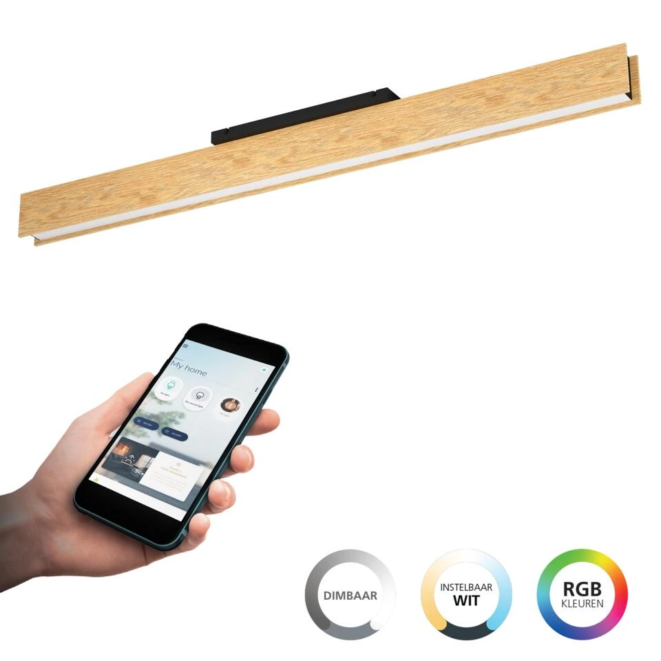EGLO Connect.z Anchorena-Z Plafondlamp - 123cm - Bruin/Zwart/Wit - RGB 1 EGLO Connect.z Anchorena-Z Plafondlamp - 123cm - Bruin/Zwart/Wit - RGB