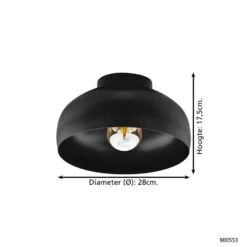 EGLO Mogano 2 Plafondlamp - E27 - Ø28 Cm - Zwart 6 EGLO Mogano 2 Plafondlamp - E27 - Ø28 Cm - Zwart -Eglo 1000092648 0103