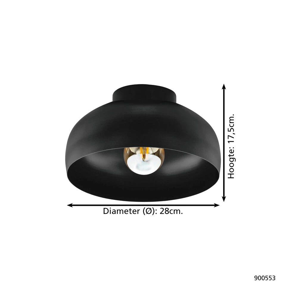 EGLO Mogano 2 Plafondlamp - E27 - Ø28 Cm - Zwart 3 EGLO Mogano 2 Plafondlamp - E27 - Ø28 Cm - Zwart - Afbeelding 3