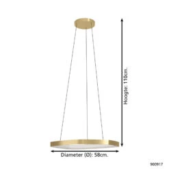 EGLO Vallerosa Hanglamp - LED - Ø 58 Cm - Goud/Wit - Dimbaar - Staal -Eglo 1000094960 0103