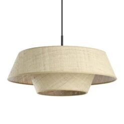 EGLO Marford Hanglamp - E27 - Ø 50 Cm - Zwart/Natuur/Raffia