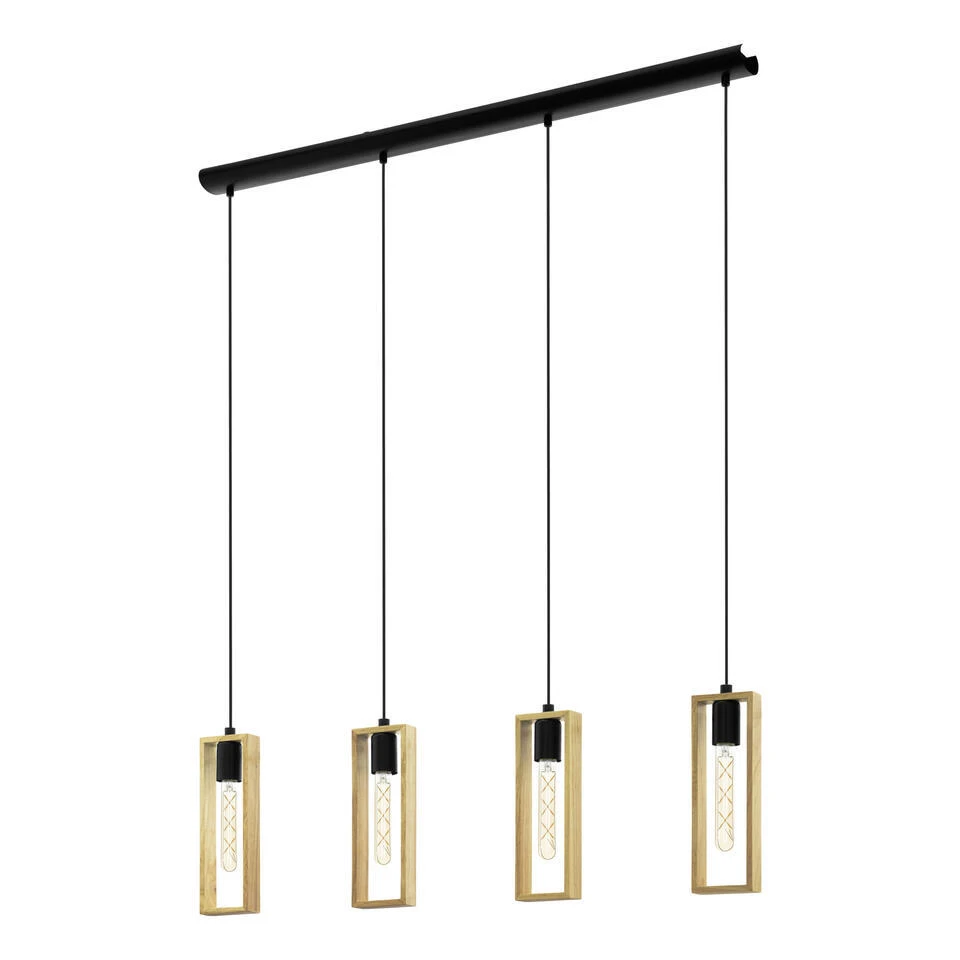 EGLOLittletonHanglamp-E27-116cm-Zwart/Bruin 1 EGLOLittletonHanglamp-E27-116cm-Zwart/Bruin