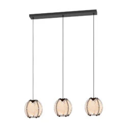 EGLO Waverton Hanglamp - E27 - 92 Cm - Zwart/Wit - Textiel