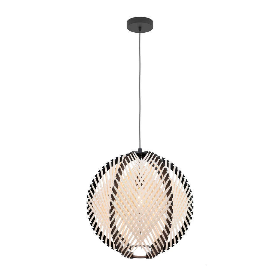 EGLO Waverton Hanglamp - E27 - Ø 48 Cm - Zwart/Wit - Textiel 1 EGLO Waverton Hanglamp - E27 - Ø 48 Cm - Zwart/Wit - Textiel