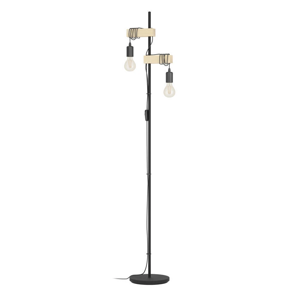 EGLO Townshend Vloerlamp - E27 - 20,5 Cm - Zwart, Bruin 1 EGLO Townshend Vloerlamp - E27 - 20,5 Cm - Zwart, Bruin