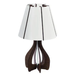 EGLO Cossano Tafellamp - E27 - Kunststof/Hout - Wit/Bruin