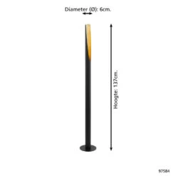 EGLOBarbottoVloerlamp-GU10-137cm-Zwart/Goud -Eglo 1336ef0507184f15b9b08888667f9ca8