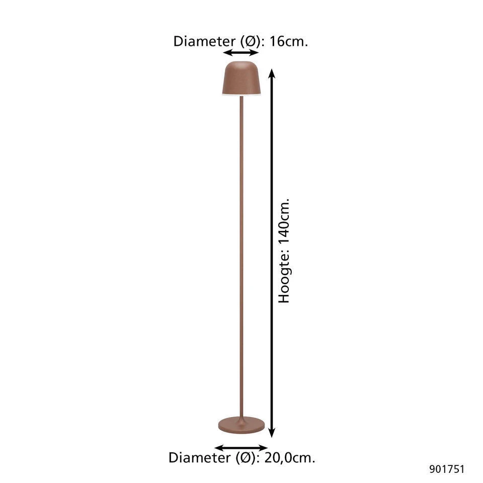 EGLO Mannera-L Staande Lamp - USB-C - H 140 Cm - Roestbruin 5 EGLO Mannera-L Staande Lamp - USB-C - H 140 Cm - Roestbruin - Afbeelding 5