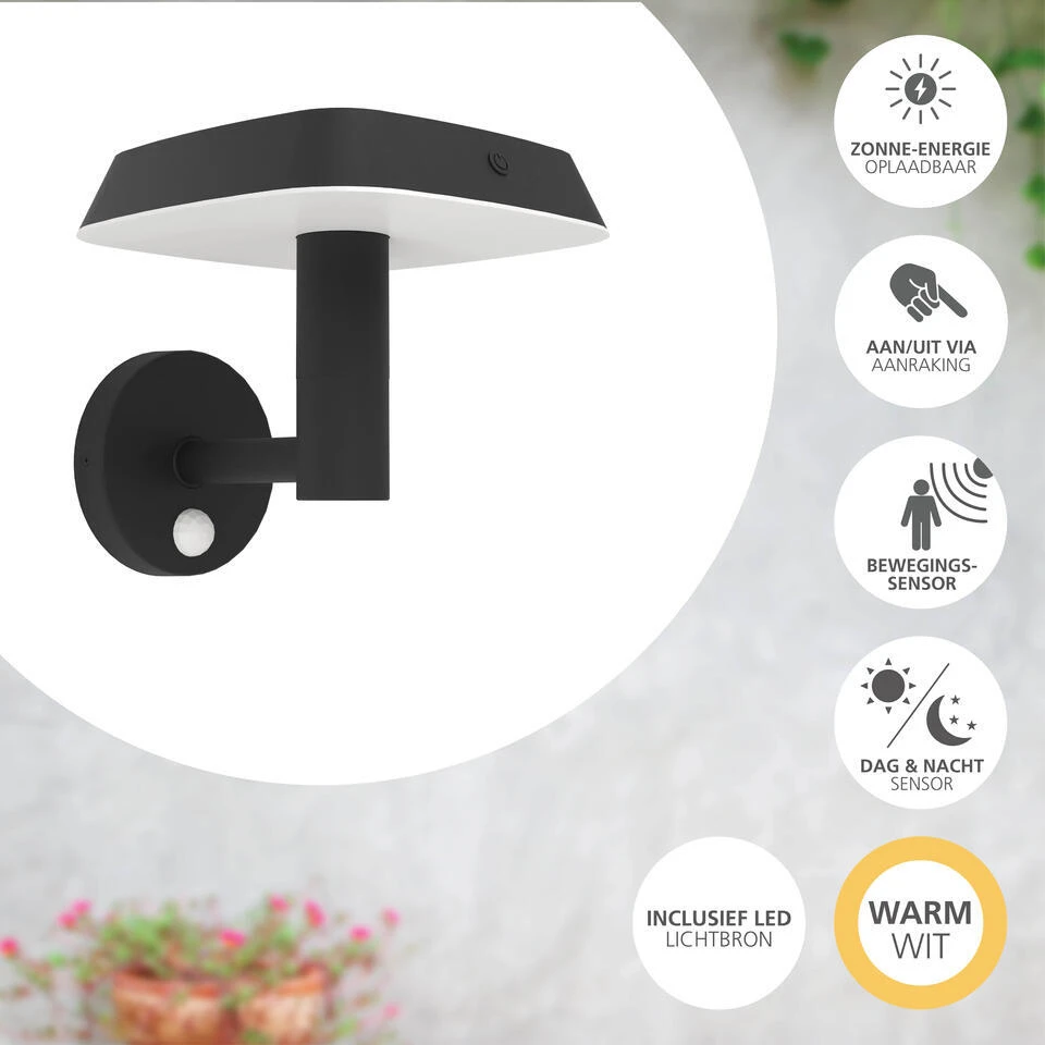 EGLO Dreoli Solar Wandlamp - LED - 21 Cm - Zwart/Wit 3 EGLO Dreoli Solar Wandlamp - LED - 21 Cm - Zwart/Wit - Afbeelding 3