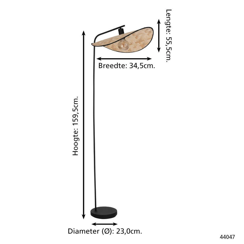 EGLO Marywell Staande Lamp - E27 - Hout - Zwart/Bruin 6 EGLO Marywell Staande Lamp - E27 - Hout - Zwart/Bruin - Afbeelding 6