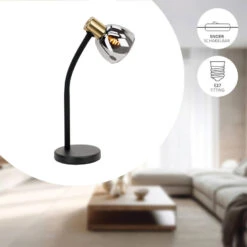 EGLO Macere Tafellamp - Bureaulamp - E14 - 34 Cm - Zwart/Goud -Eglo 3d122923e8a7480b930632765c28adf2