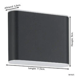 EGLO Grutti Wandlamp - LED - 11,5 Cm - Antraciet -Eglo 41c5f3ac79794a2ab27a5903d844da32