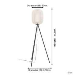 EGLO Belgrave Vloerlamp - E27 - 141,5 Cm - Zwart/Wit - Papier 8 EGLO Belgrave Vloerlamp - E27 - 141,5 Cm - Zwart/Wit - Papier -Eglo 4b64cefe00e64b4da67d893bdfbfeef2