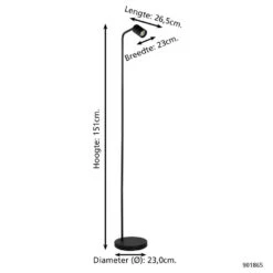 EGLO Rigomagno Vloerlamp - GU10 - H 151 Cm - Staal - Zwart -Eglo 4c2d45e7d8374f179d17db6d640a0357
