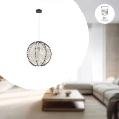 EGLO Waverton Hanglamp - E27 - Ø 48 Cm - Zwart/Wit - Textiel 11 EGLO Waverton Hanglamp - E27 - Ø 48 Cm - Zwart/Wit - Textiel -Eglo 52ce2c3477c145a486a3b7460e0431bb