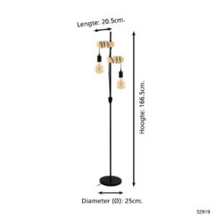 EGLO Townshend Vloerlamp - E27 - 20,5 Cm - Zwart, Bruin 9 EGLO Townshend Vloerlamp - E27 - 20,5 Cm - Zwart, Bruin -Eglo 5e10ede7ee574deda2150854ff7cab33