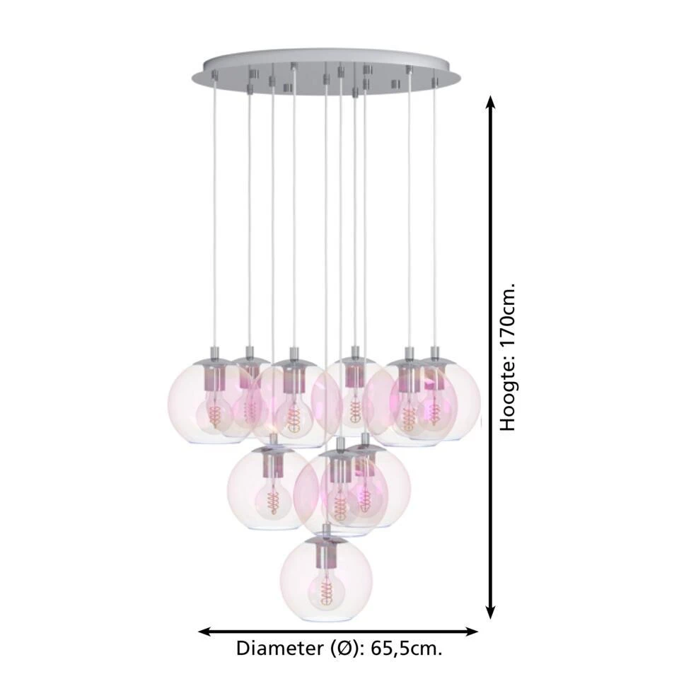 EGLO Ariscani 2 Hanglamp - E27 - Ø 65,5 Cm - Gekleurd Glas - Chroom 6 EGLO Ariscani 2 Hanglamp - E27 - Ø 65,5 Cm - Gekleurd Glas - Chroom - Afbeelding 6