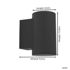 EGLO Izzalini Wandlamp - GU10 - 11,5 Cm - Zwart -Eglo 64effe7547f0454f879d7d270a48f06c