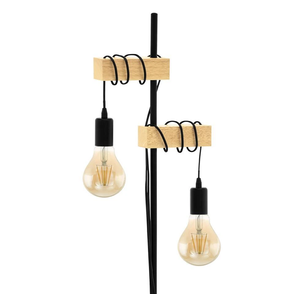 EGLO Townshend Vloerlamp - E27 - 20,5 Cm - Zwart, Bruin 3 EGLO Townshend Vloerlamp - E27 - 20,5 Cm - Zwart, Bruin - Afbeelding 3
