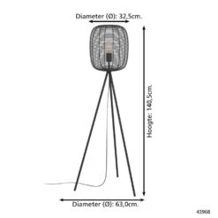 EGLO Derwen Vloerlamp - E27 - Metaal - Zwart -Eglo 80f6cf9b808b4d789861c6230134e2a4
