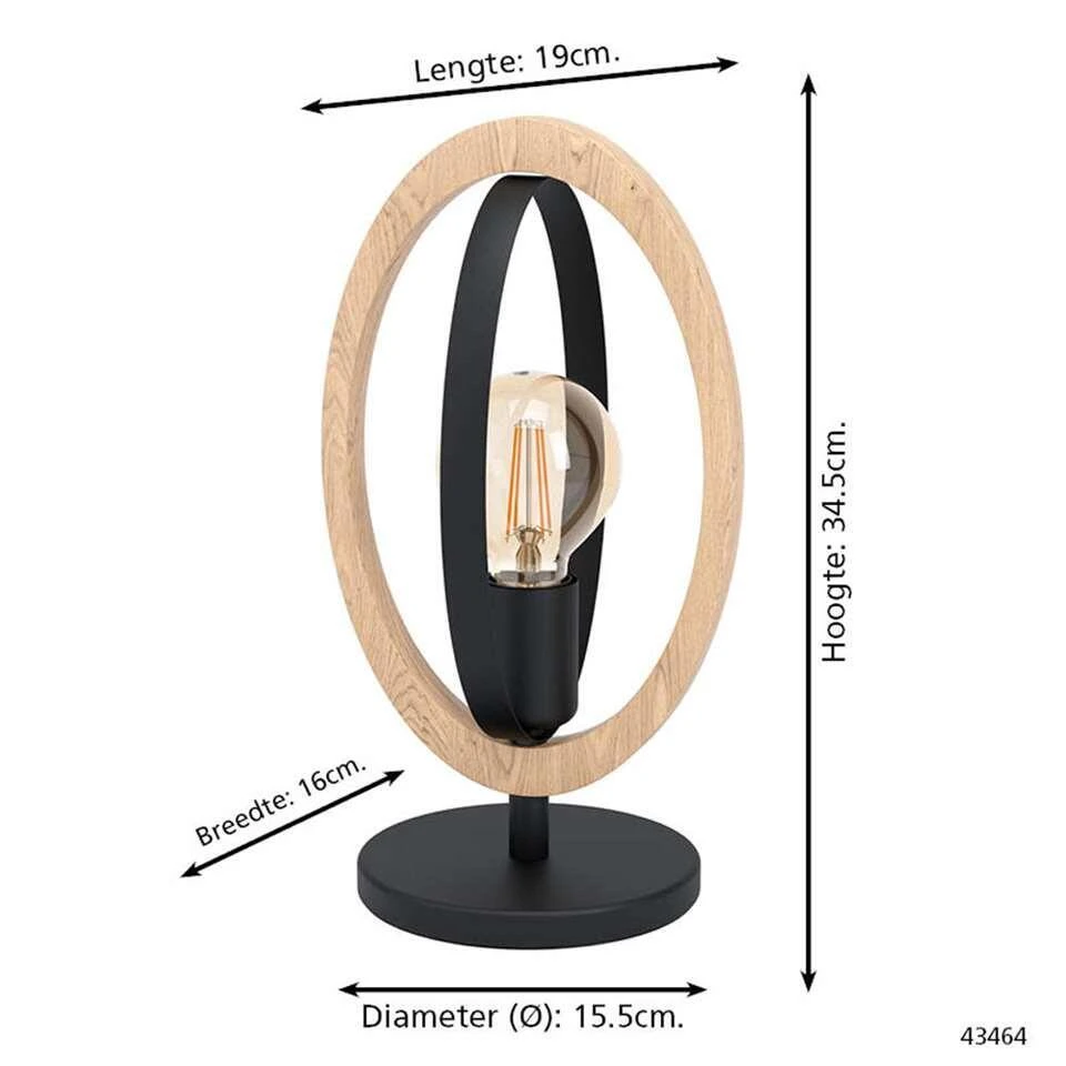 EGLO Tafellamp Basildon - Zwart/bruin 1 EGLO Tafellamp Basildon - Zwart/bruin