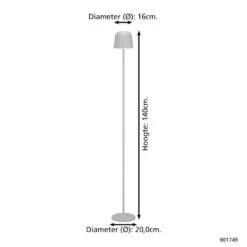 EGLO Mannera-L Staande Lamp - USB-C - H 140 Cm - Grijs -Eglo 879127197c9b4b06bca07ba29d654b3d