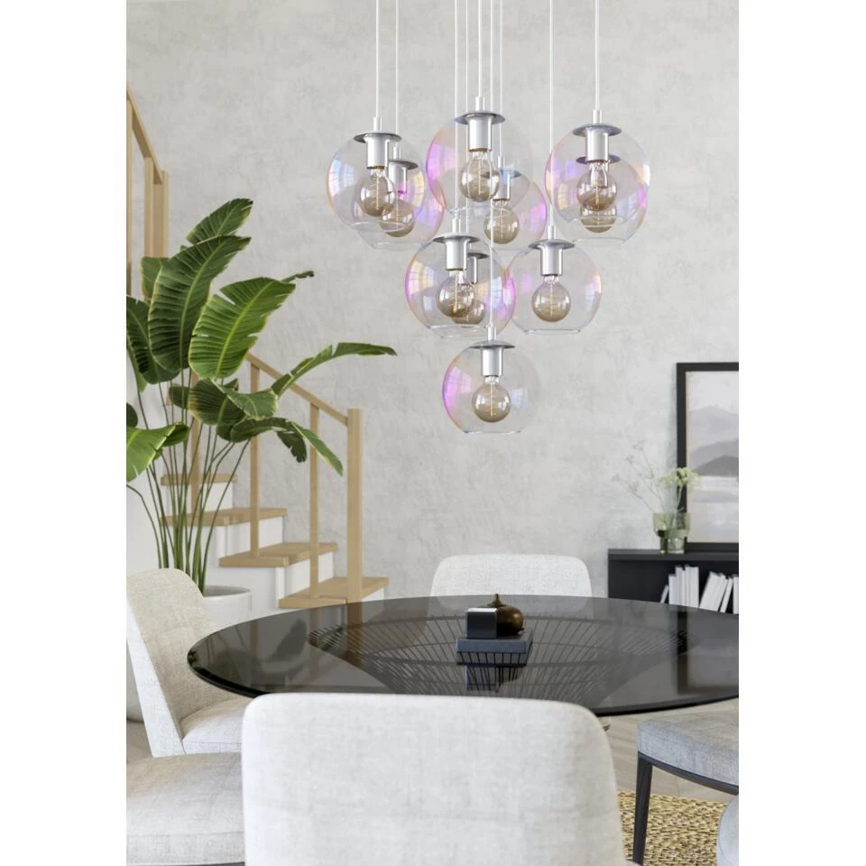 EGLO Ariscani 2 Hanglamp - E27 - Ø 65,5 Cm - Gekleurd Glas - Chroom 7 EGLO Ariscani 2 Hanglamp - E27 - Ø 65,5 Cm - Gekleurd Glas - Chroom - Afbeelding 7