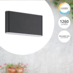 EGLO Grutti Wandlamp - LED - 17,5 Cm - Antraciet -Eglo 944be293b68c4d898d573be4c71959c9